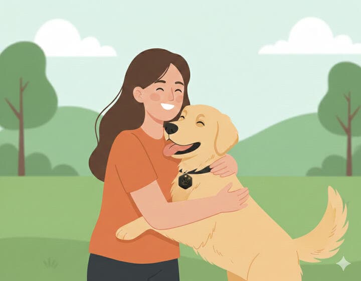 Proprietaria riabbraccia il suo cane ritrovato grazie a patME